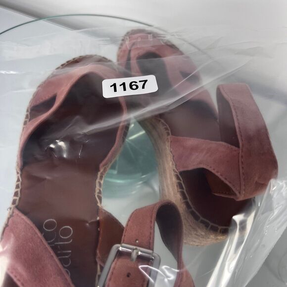 Franco Sarto Pellia Platform Sandals Pink Suede Leather Ankle Strap - Picture 8 of 9